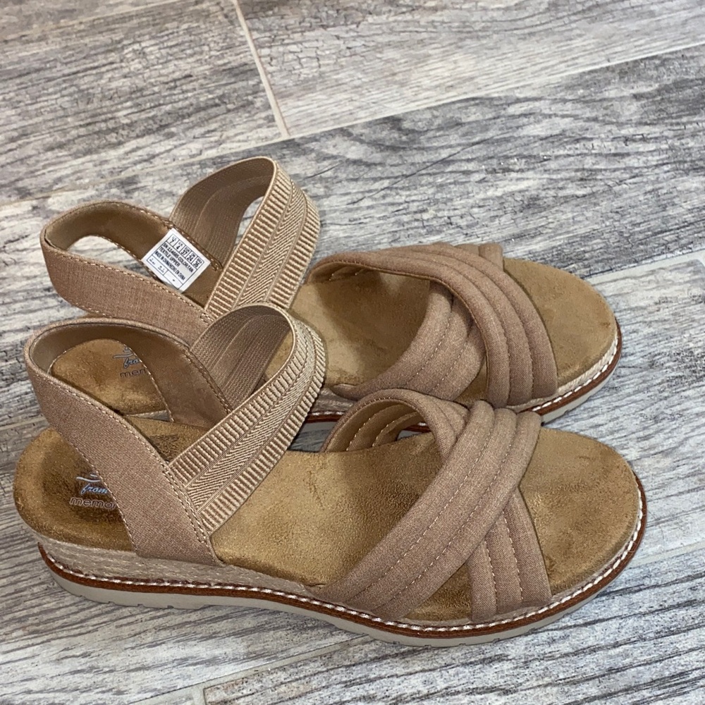 BOBS from Skechers Tan Wedge Sandals